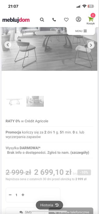 Stół rozkładany szklany