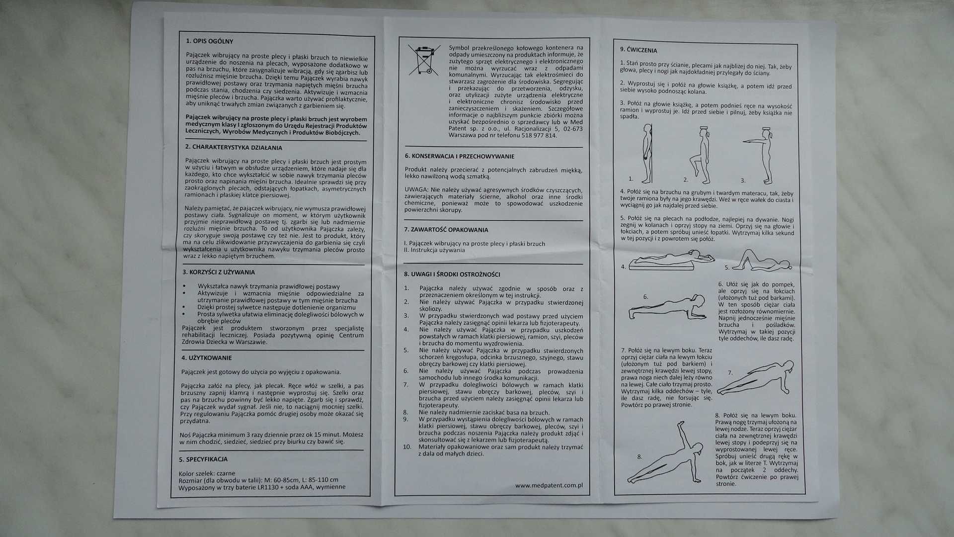 Pajączek wibrujący na proste plecy i plaski brzuch - nowy