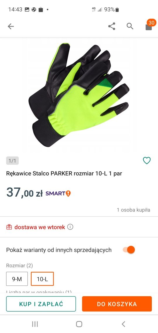 Rękawiczki zimowe roz 10