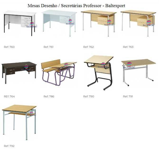 Mesa escolar 1200x600xA.410x480x610x750mm Estrutura aço Tampo Melamina