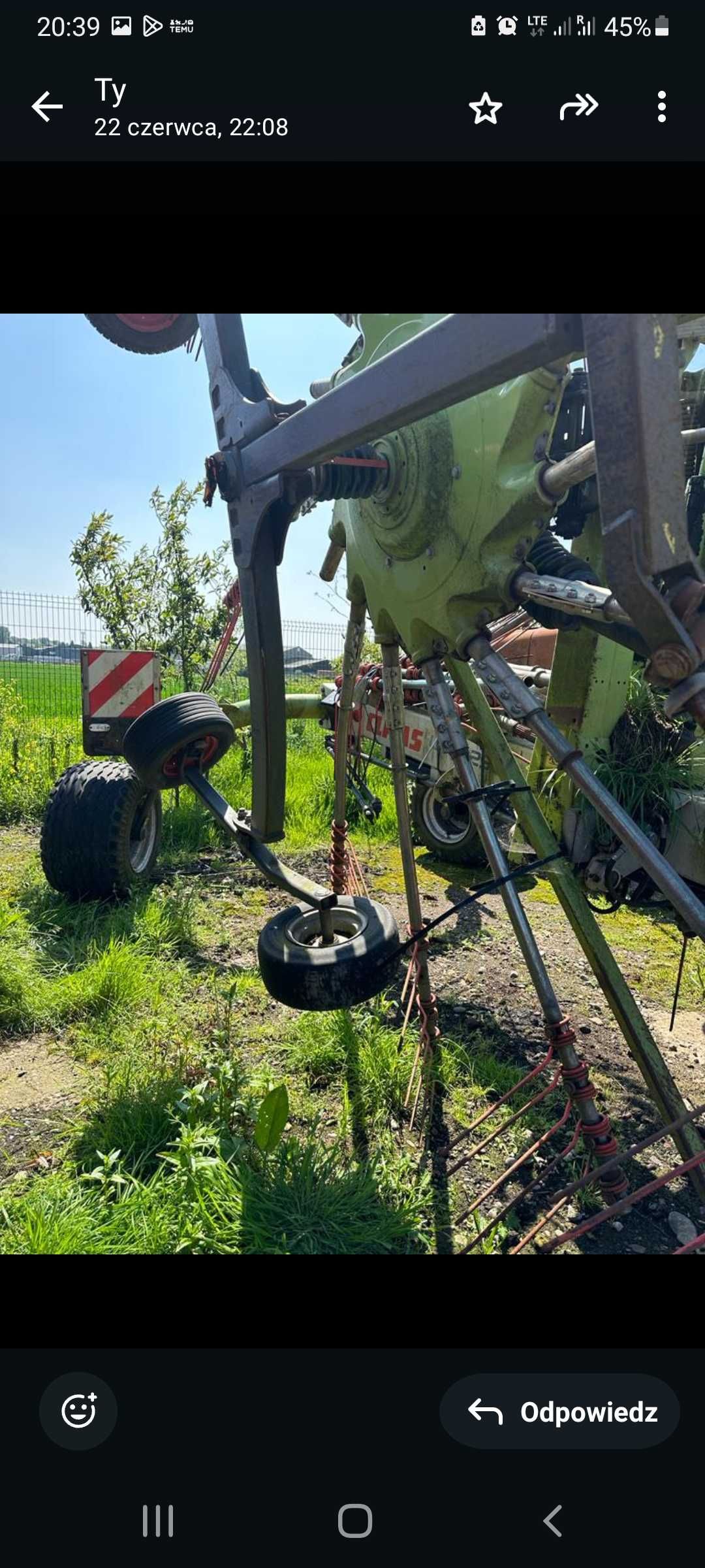 Zgrabiarka dwu karuzelowa  Claas Liner 2900 9 metrów