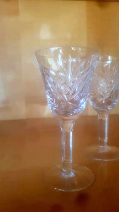 Karafka krysztalowa wraz z kieliszkami. Prl, vintage, szklo, krysztal