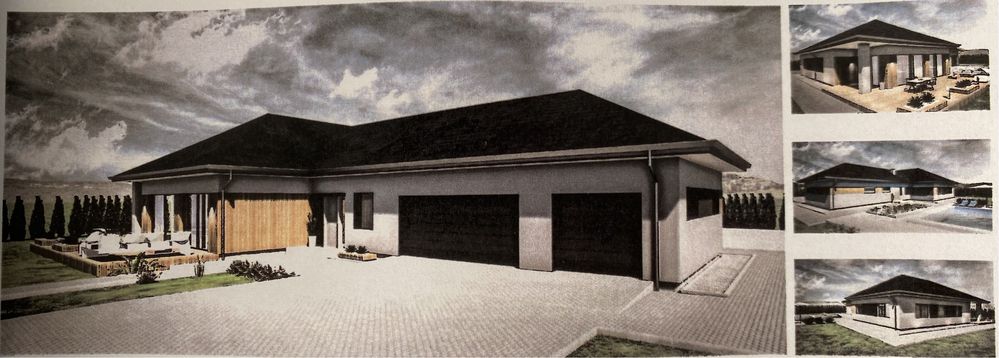Projekt domu 4-5 pokoi z dachem czterospadowym 183m2 plus garaż 72m2