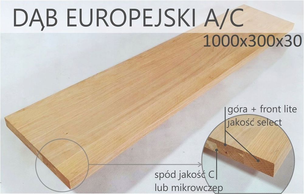 Stopnie dąb europejski select A/C 1000x300x30mm