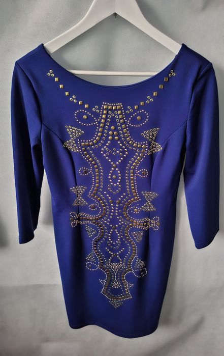 Sukienka habrowa z zdobieniami L