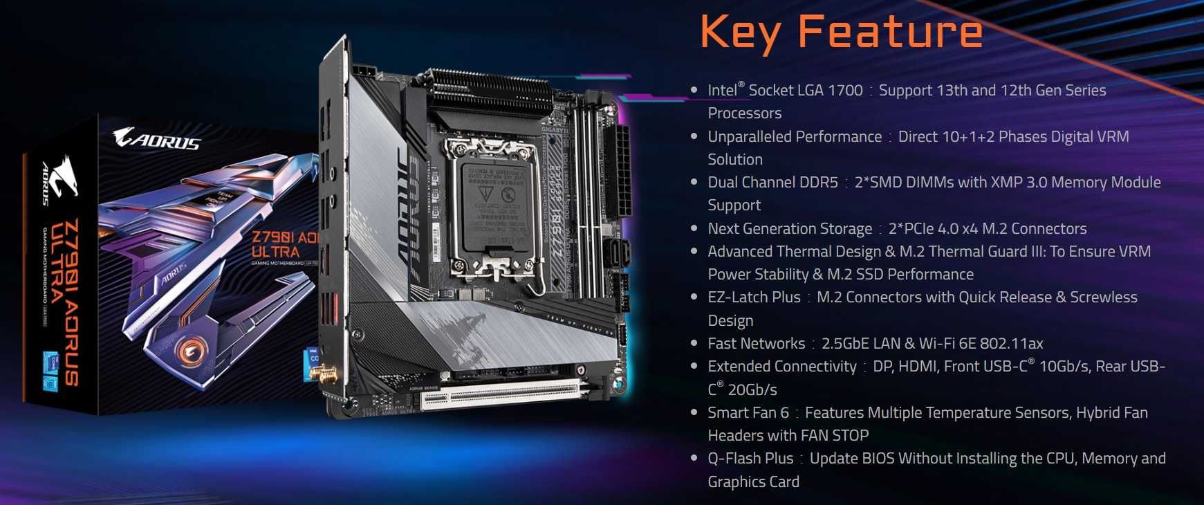 GIGABYTE Z790I AORUS ULTRA Intel LGA 1700 Mini-ITX DDR5 ( новая! )