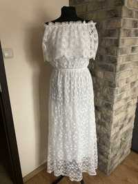 Biała koronkowa sukienka maxi rozm. M/38