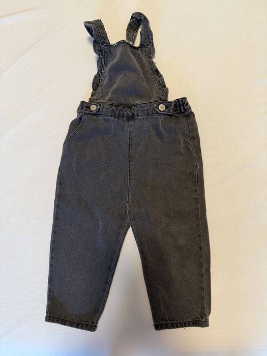 Zara piękne ogrodniczki jeansowe kwiaty r 86