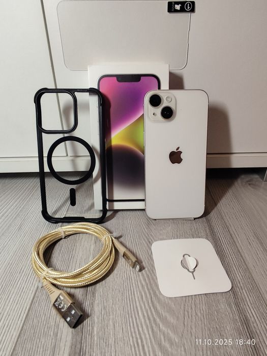 Iphone 14 - BIAŁY - 128 GB . Stan idealny!!! Caly komplet