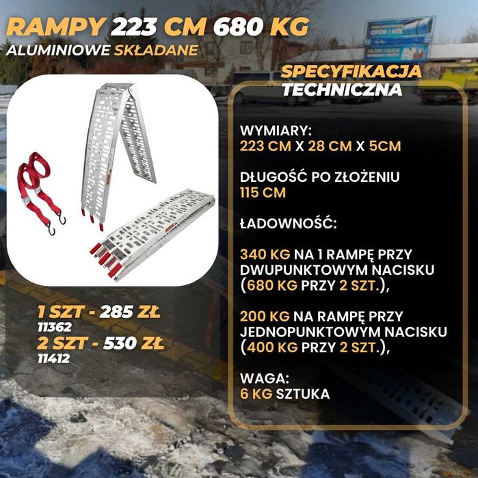 podjazdy najazdy najazdy do przyczepki rampy do motoru, samochodu, ATV