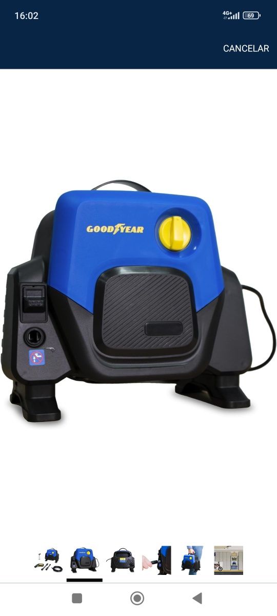 Pistola de Pressão Goodyear compacta potente +reservatório lavar carro