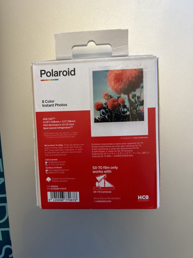 Polaroid color SX-70 film cartucho fotos