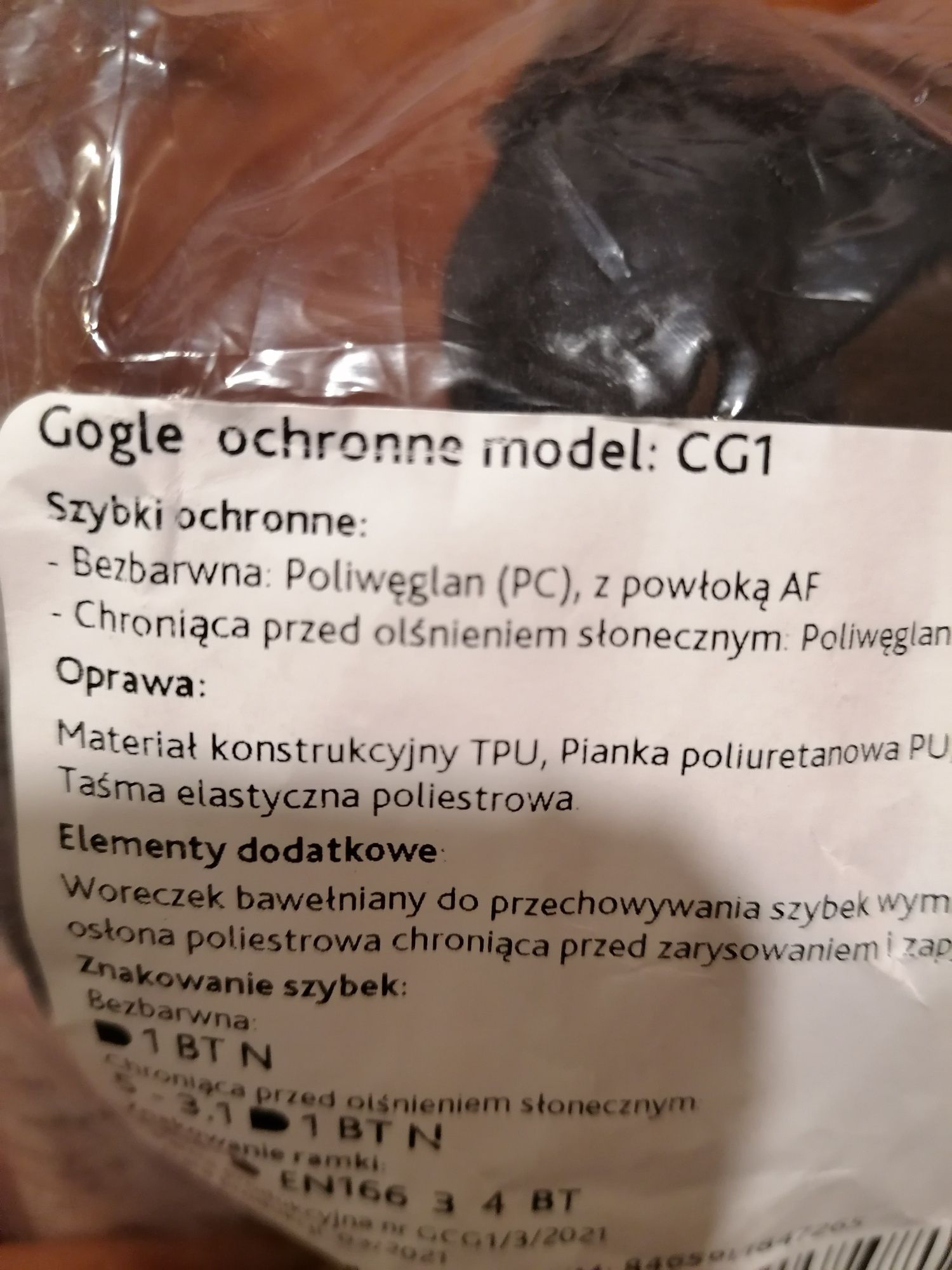 Gogle wojskowe ochronne CG1