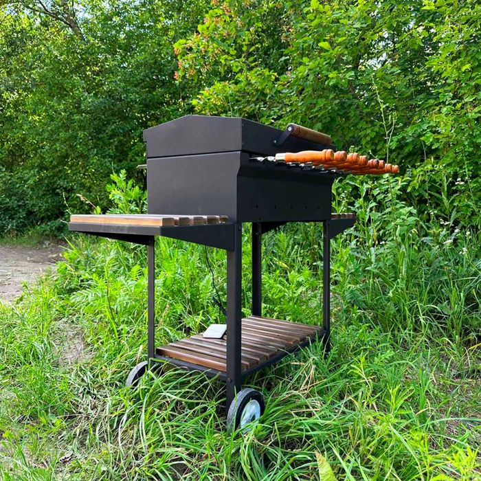 Автоматичний мангал Люкс, Мангал з підставкою для дров і кришкою