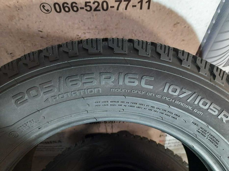Шини 9мм 205/65 R16C NOKIAN Hakkapeliitta C3 б/у зима склад