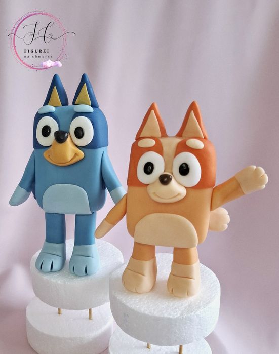 Bingo Bluey figurki z masy cukrowej na tort