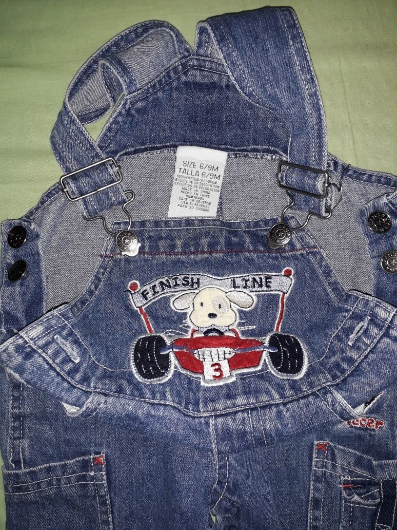 Jeansowe ogrodniczki 6-9 m