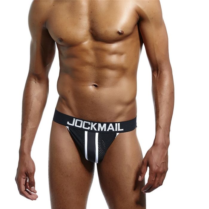 Sexy Męskie Sportowe Jockstrapy z Siatką i Kieszonką na Trening - L