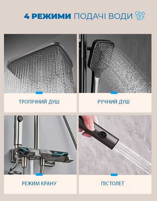 Душова система з лед дисплеєм ДушеГрай, система піаніно, подовжувач