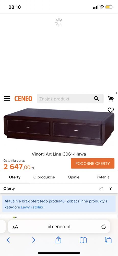 Ława Vinotti Art line solidny, drewniany mebel