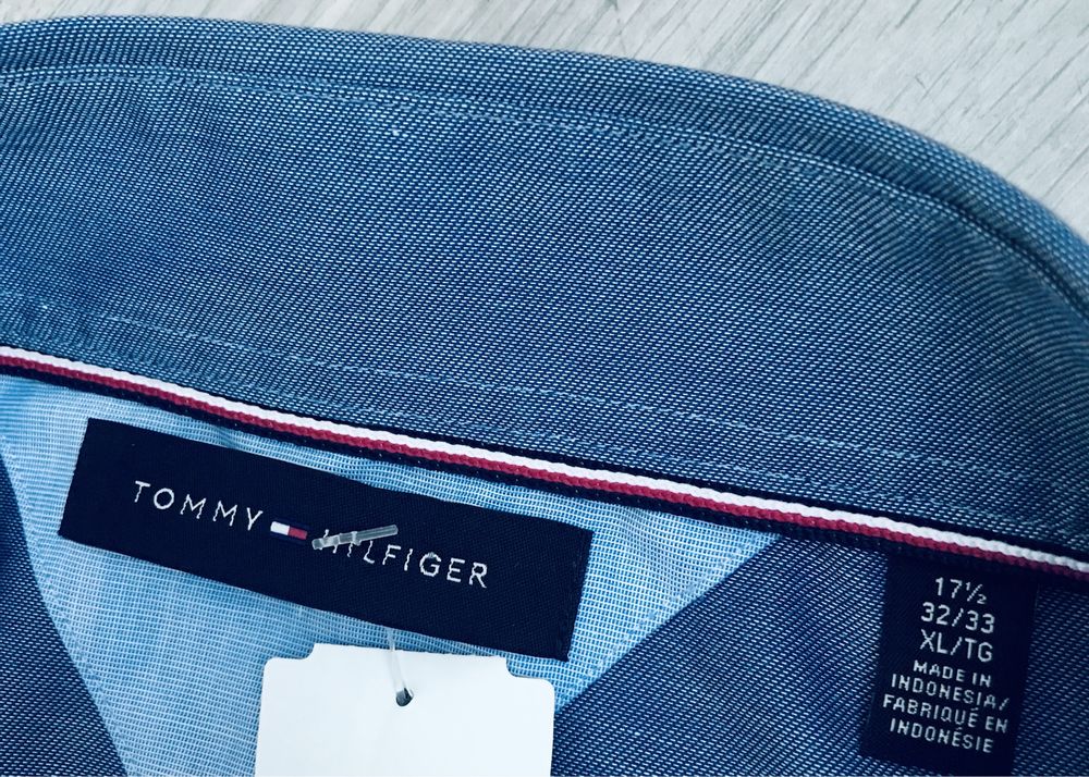 Koszula Tommy Hilfiger markowa stylowa ikona luksusowa niebieska