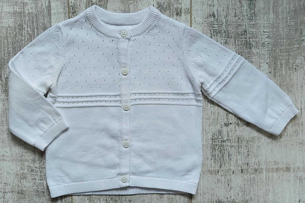 Biały Sweterek F&F 68cm 3-6m-cy Nowy