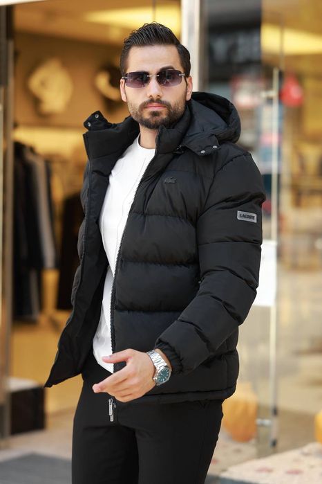 Nowa męska kurtka zimowa lacoste czarna m