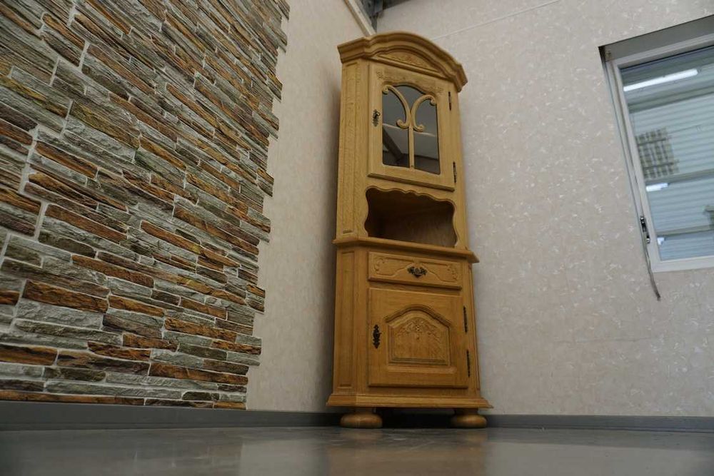 Witryna z Komoda Narożna Lity Dąb Dębowa Naturalny 58/58 cm ( p-1285 )