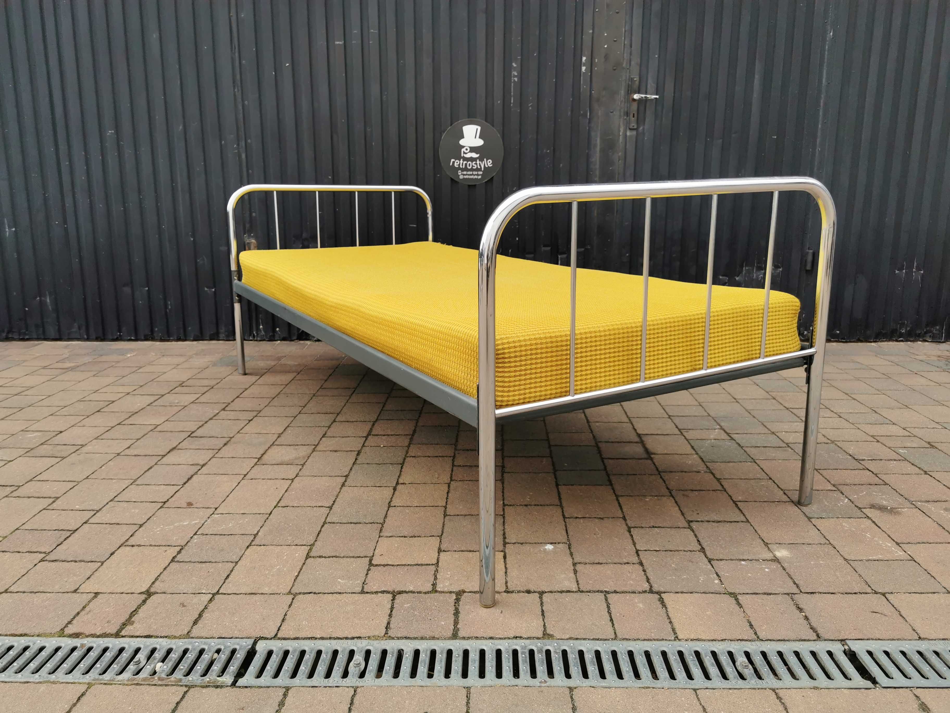 Łóżko chrom KOVONA, Czechosłowacja '60, BAUCHAUS, PRL design, RETRO