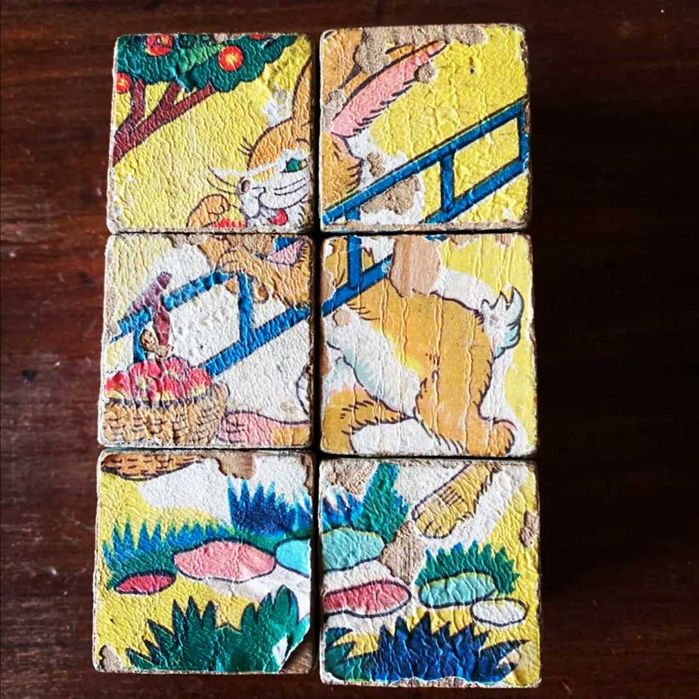 #majora
cubos de madeira anos 40
#puzzle 
#brinquedosantigo