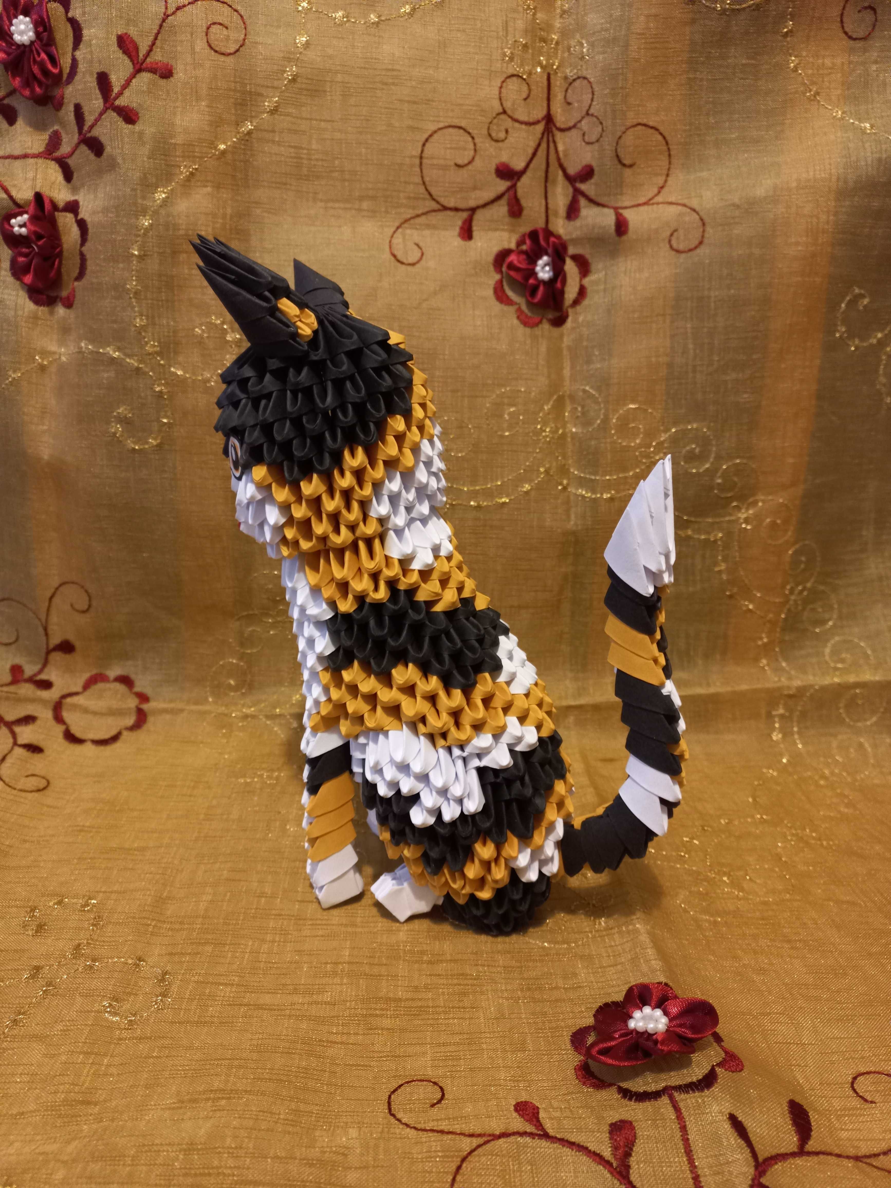 Super KOT kotek trójkolorowy-rękodzieło origami dekoracja