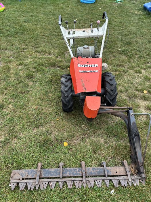 Traktorek jednoosiowy Bucher glebogryzarka kosiarka listwowa