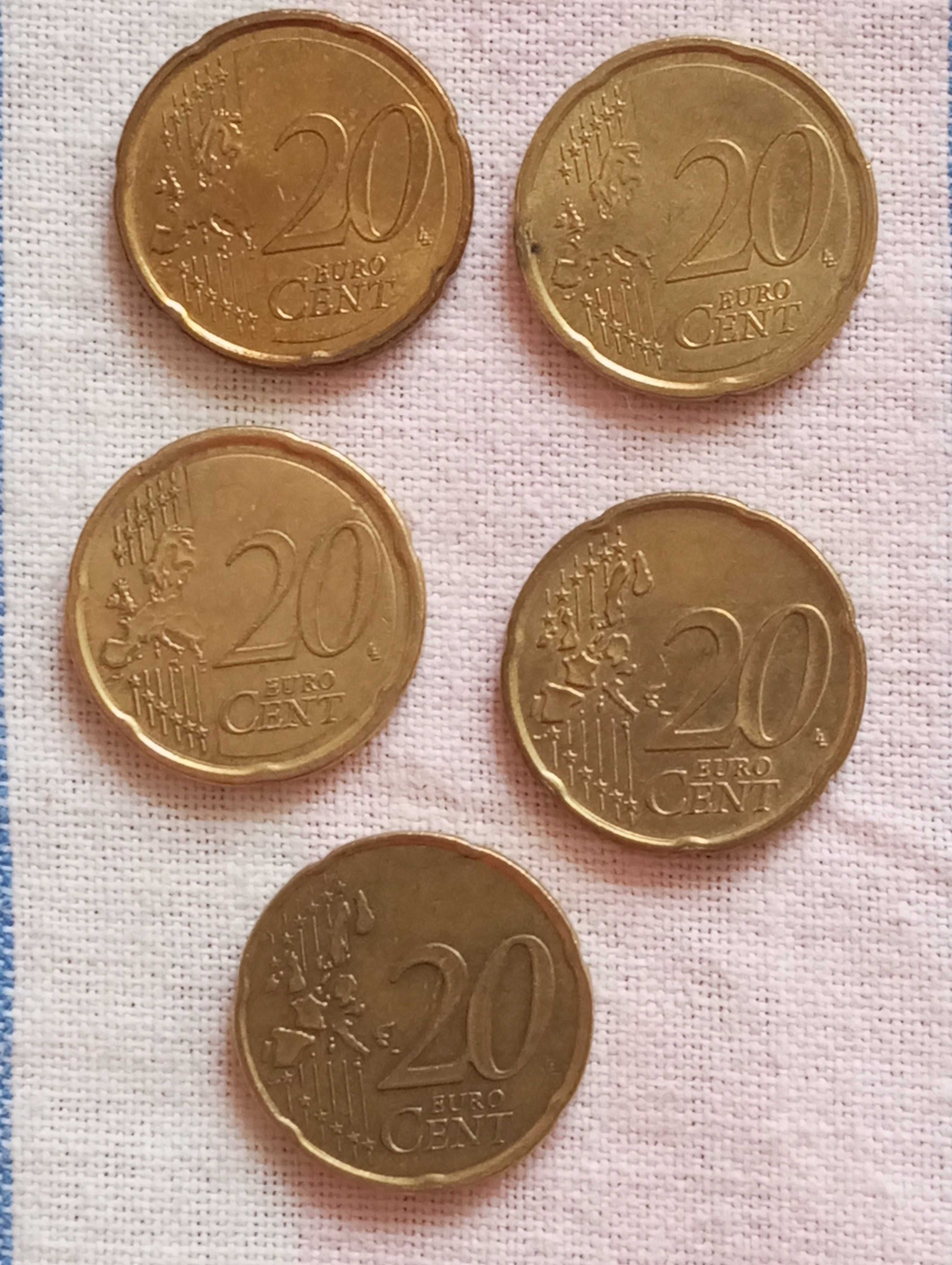 Монеты 20 евроцентов, 1999-2018 г.