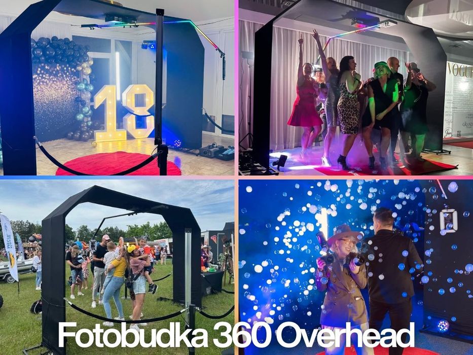 Fotolustro AI, Fotobudka 360, LED 65, Retro, Overhead urodziny wesele