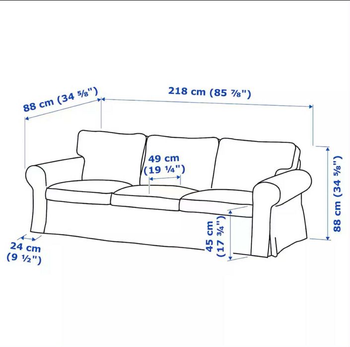 Kanapa sofa Ikea Ektorp Pixbo łózko, salon basic