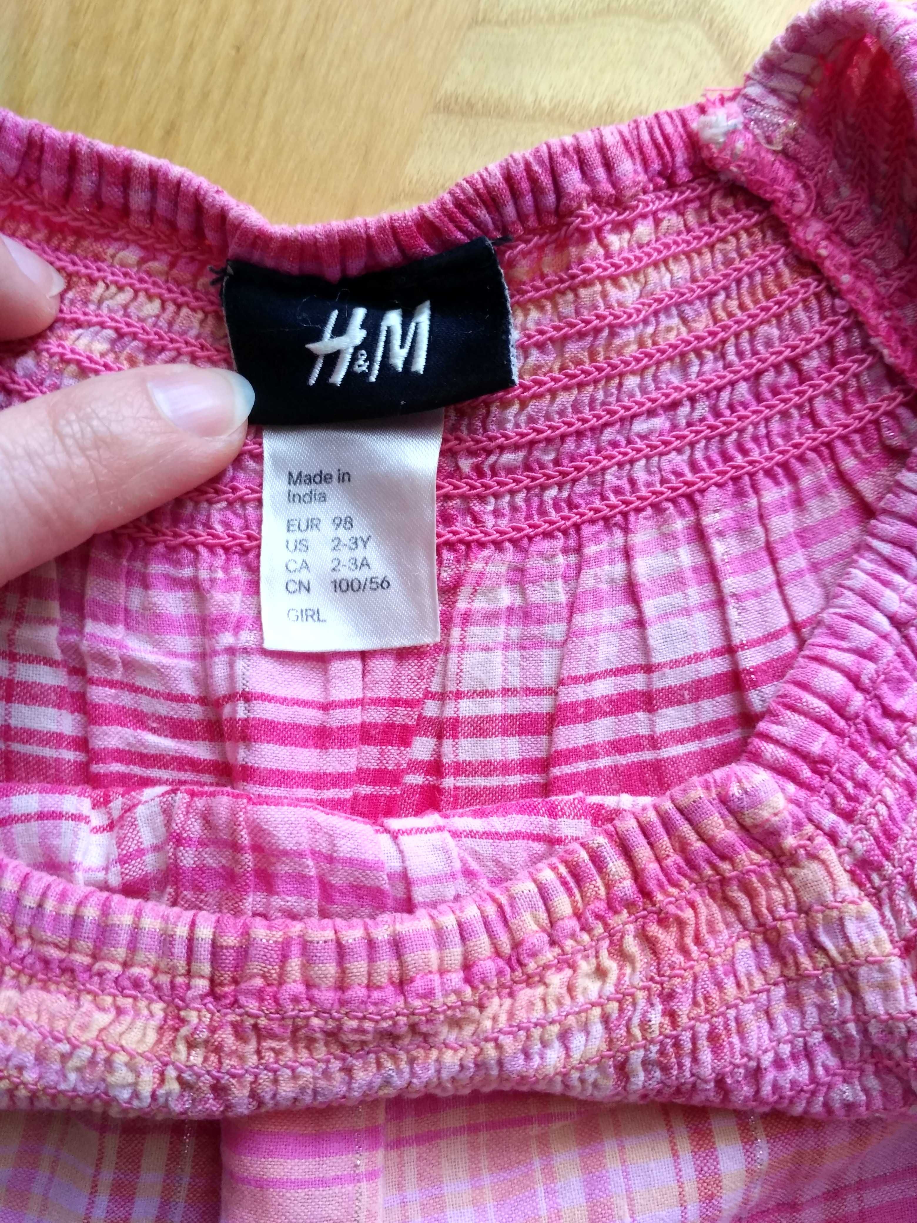 Sukienka letnia H&M różowa 98 cienka