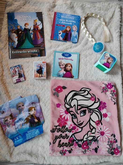 Kraina lodu zegarek, poszewka, rękawki do pływania, puzzle, książki