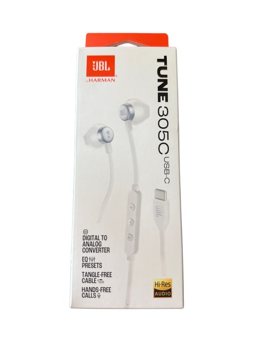 JBL Tune 305C USB-C Białe – Słuchawki douszne z mikrofonem