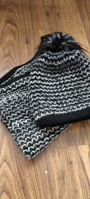 Czapka i komin szalik wełna wool komplet