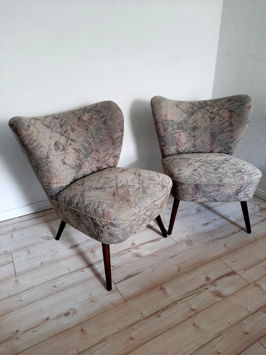 2 Fotele klubowe koktajlowe krzesła prl muszelka retro vintage