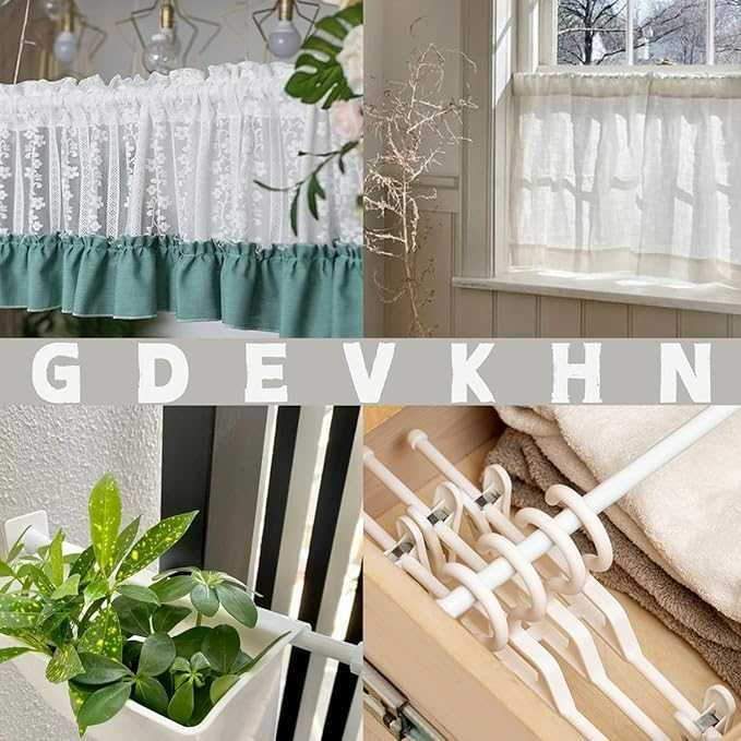 2 x Karnisz teleskopowy 51–80 cm bez wiercenia, biały, zaciskowy,