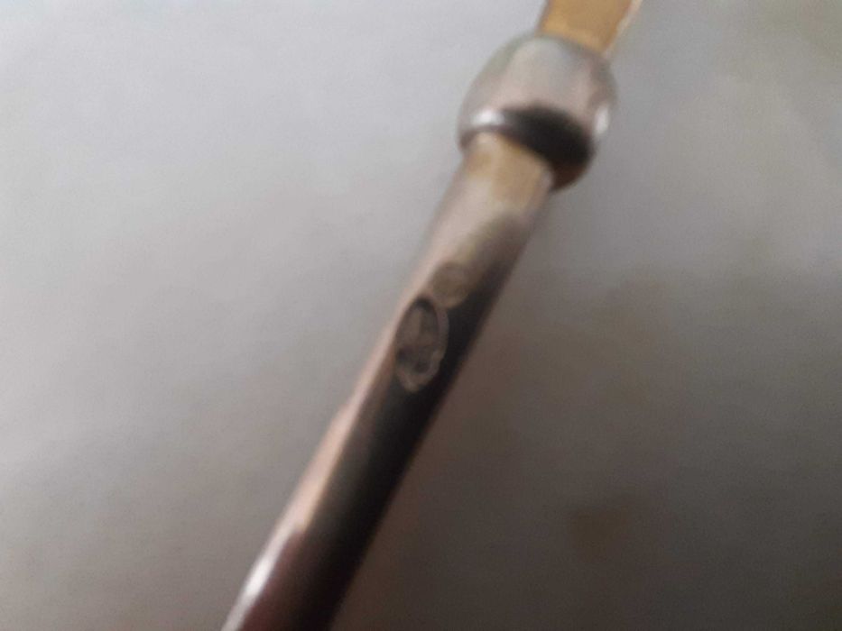 Par de talheres antigo, prata contrastada, anos 30/40, nunca usados