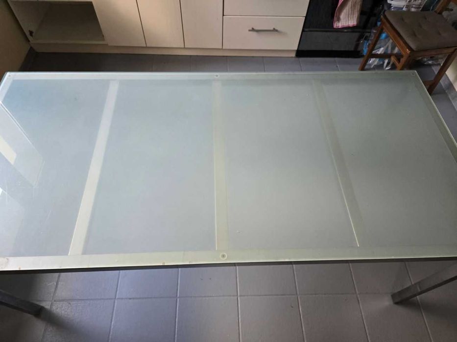 stół Torsby z Ikea, stal chromowana-szkło, 180x85, rozłożony