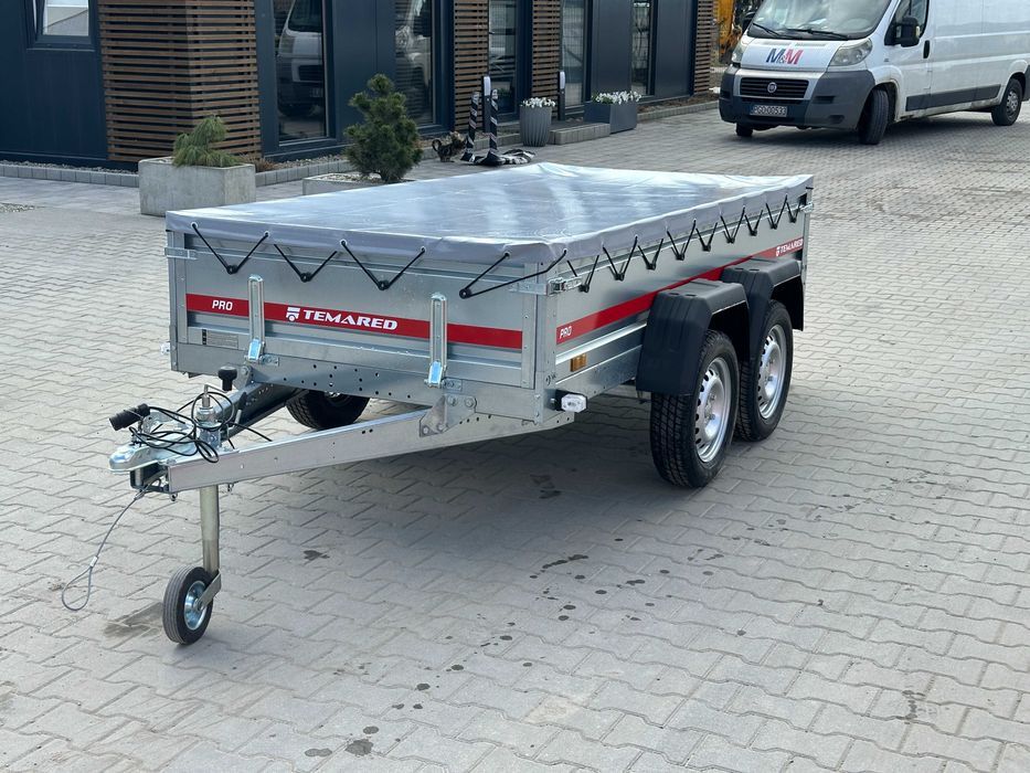 Przyczepka z płaską plandeką dwuosiowa 264×126 cm samochodowa