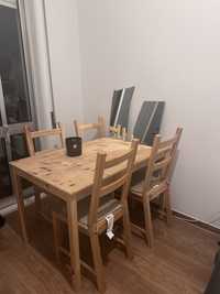 Mesa jantar e 4 cadeiras de pinho ikea