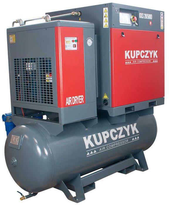 Kompresor Śrubowy 15KW 2150L/min Zbiornik 500L Osuszacz Filtry Kupczyk