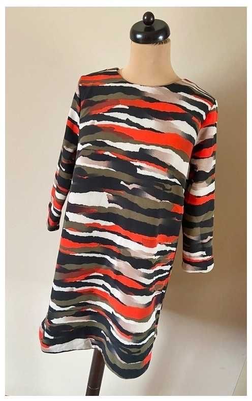 Hm h&m sukienka bluza zebra kolorowa trapezowa 42 40 xl l