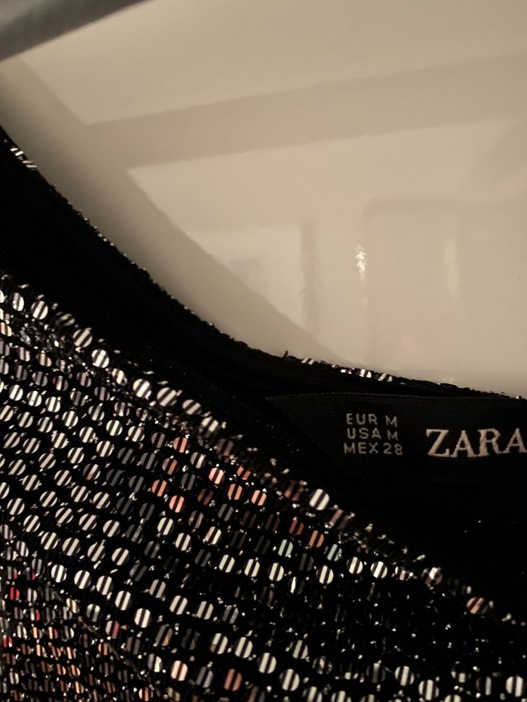 Body Zara srebrne bluzka hiszpanka blyszczace swiecace M nowa