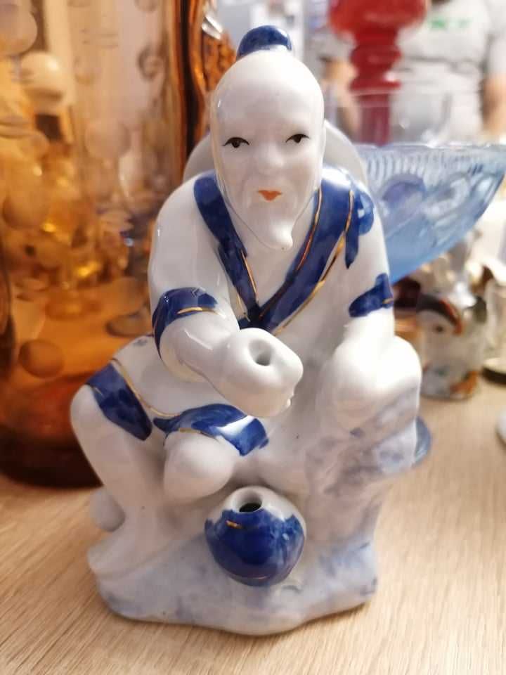 Porcelanowa figurka, chiński rybak, chińczyk