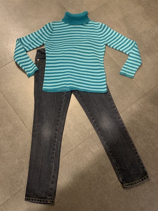 Spodenki jeansy golf 8 - 9 lat spodnie zestaw 128 - 138